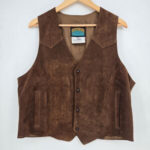 Vintage 70s chocolate brown suede vest - mens 44